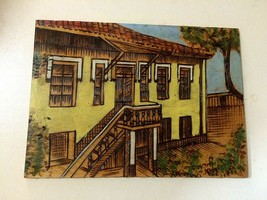 OLD ENVER HOXHA MUSEUM HOUSE OF THE PARTY WOOD PIROGRAPHY-HANDMADE-1960-... - £23.37 GBP