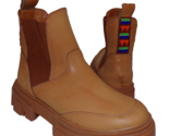Farm Rio Lug Sole Chelsea Boots Platform Brown Beaded Tab sz 8.5 MSRP $280 - $98.96