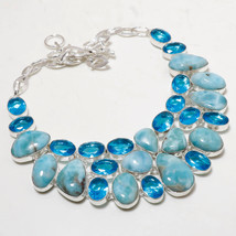 Caribbean Larimar London Blue Topaz Gemstone Ethnic Necklace Jewelry 18&quot; SA 5369 - £15.81 GBP