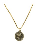 Wise Elephant Coin Necklace - Old World Gold - £23.70 GBP