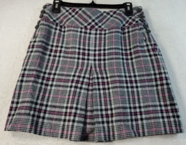 Ann Taylor A Line Skirt Women Size 4 Multi Plaid 100% Cotton Pockets Side Zipper - £14.68 GBP
