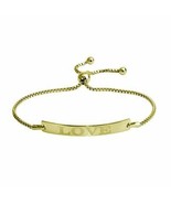 NWT Sterling Silver 925 Gold Plated &quot;Love&quot; Bar Lariat Bracelet 8&quot; adjust... - £47.12 GBP