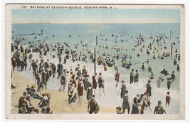 Bathing Beach Seventh Avenue Asbury Park New Jersey 1920 postcard - £4.74 GBP