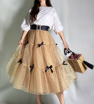 CHAMPAGNE Polka Dot Tulle Skirt Romantic Layered Dotted Tulle Skirt Plus Size image 5