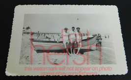 1950s Three Men and A Boat  US Army Tees Amateur Image Photograph 5&quot; x 3.25&quot; - £4.52 GBP