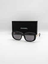 Brand New CHANEL 5427H Pearl Square Polarized Sunglasses-Black &amp; Gold - $355.30