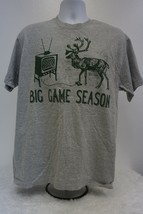 &quot;Big Game Season&quot; T-Shirt Hanes Heavyweight Deer Gamer Large L Gray Green - £7.16 GBP