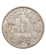 1909-D Germany 1/2 Mark Silver Coin KM #17 Choice Uncirculated Condition - $211.46 CAD