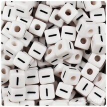 BeadTin White Opaque 10mm Cube Plastic Alphabet Beads- Black Letter I (2... - $2.09