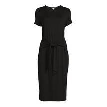 NEW Womens Tie Knot Waist Rayon T-shirt Dress black ladies size XS (0-2) midi - $12.95