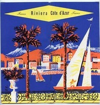 Riviera Cote d&#39;Azur France Brochure with Map 1950&#39;s Resorts Gastronomy Arts - £17.19 GBP