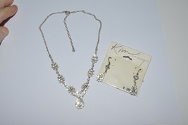 Kim Rogers Jewelry Set Glass Rhinestones - Necklace &amp; Earrings Party Wedding Set - £11.83 GBP