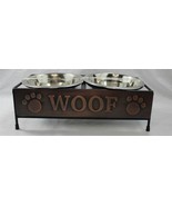 Woof - Copper Double Dog Bowls W/Stand - 27.9 FL OZ - 13 1/2 x 4 1/2 - £9.63 GBP