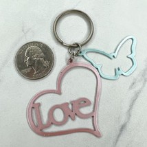 Pastel Pink and Blue Heart Love Butterfly Cut Out Keychain Keyring - £5.44 GBP