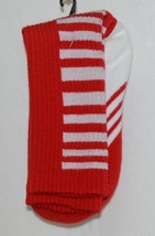 Unbranded Red White Adult Crew Socks Right Left Marked Bottom with R L image 2