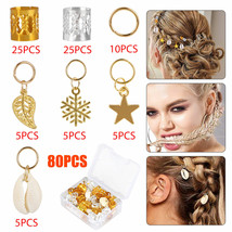 80pcs Hair Jewelry Rings Decor Dreadlock Bead Braiding Pendant Cuff Accessories - £31.96 GBP