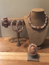 Tiger Puka Shell &amp; Lynx Cowry Choker Jewel Set,Hawaiian Jewelry,Polynesian Wear - £95.80 GBP