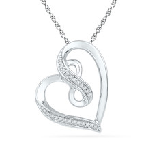 10k White Gold Womens Round Diamond Heart Infinity Pendant 1/10 Cttw - £202.46 GBP