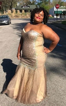 Plus Size Sweetheart Long Prom Dresses with Beaded - $199.00