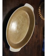 PAMPERED CHEF NEW TRADITIONS OVAL STONEWARE TAN CASSEROLE BAKING DISH 14... - $5.89