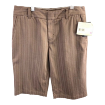 Liz Claiborne Womens Bermuda Walking Shorts Brown Pinstripe Stretch Zip ... - £15.00 GBP