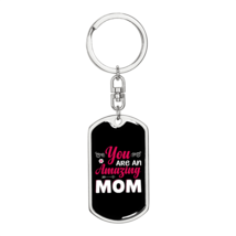 An Amazing Mom Pink White Stainless Steel or 18k Gold Premium Swivel Dog Tag Ke - £30.33 GBP+