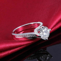 1.50 KT Rotondo Finto VVS1/D Diamante Fidanzamento Anello IN 14k Bianco Dorato - £75.42 GBP