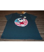 WOMEN&#39;S MISSY Peanuts SNOOPY JOE COOL American Flag T-shirt Missy LARGE NEW - $27.80 CAD