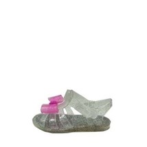 Garanimals Infant Toddler Girls Sparkle Sandals W Bow Shoes Clear Size 4 NEW - £7.17 GBP