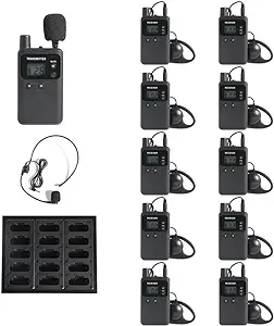 Wireless Tour Guide System Rechargeable 1 Transmitter 10 Receivers 1 Cha... - £405.36 GBP