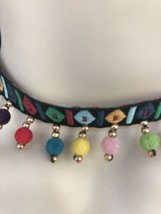 Pom Pom Choker Black Boho Necklace Multi Color Little Pompom Balls New - $2.85