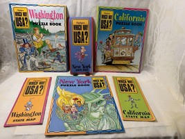 Highlights WHICH WAY USA? Puzzle Books &amp; Maps New York Washington California - £7.98 GBP