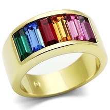 Rainbow Pride Ring Gold Plated Stainless Steel TK316 - $20.00