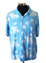 28 Palms Island Casual Shirt Men&#39;s Size Large Blue White Aloha Hawaiian Tropical - £12.83 GBP