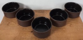 Set Lot 5 Vintage Japanese Stoneware Porcelain Brown Black Ramekins Bowls 4.25&quot; - £46.85 GBP