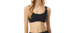 Michael Kors Logo Ring U-Neck Bikini Top Textured Removable Soft Cups Black XS - £19.03 GBP