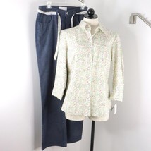 New Sag Harbor Women&#39;s M/10 2-Piece Floral Button-Up Shirt &amp; Jeans Outfit Set - £20.60 GBP