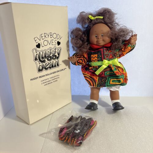 Primary image for Vintage 1995 Huggy Bean Girl Doll African American With Add On Curls Brush Purse