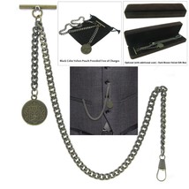 Albert Chain Bronze Pocket Watch Chain for Men with Old Coin Medal T Bar AC94 - £13.62 GBP+