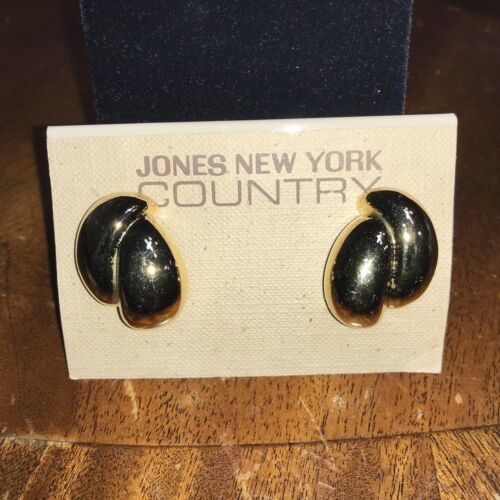 Jones New York Country Couture Clip On Earrings Gold Tone New Old Stock Vintage - $27.23