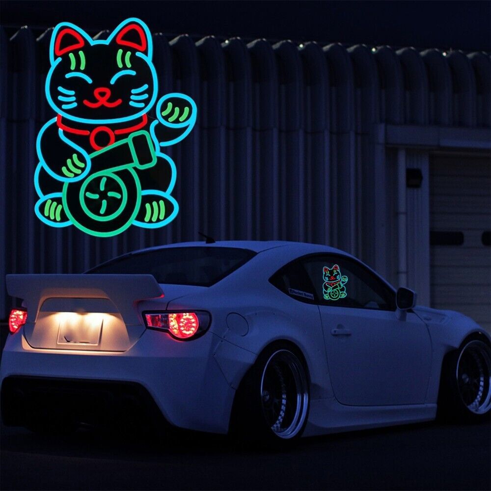 Custom Led Light Sticker FORTUNE CAT TURBO JDM Glow Panel Electric Lamp Interior LED Light ...