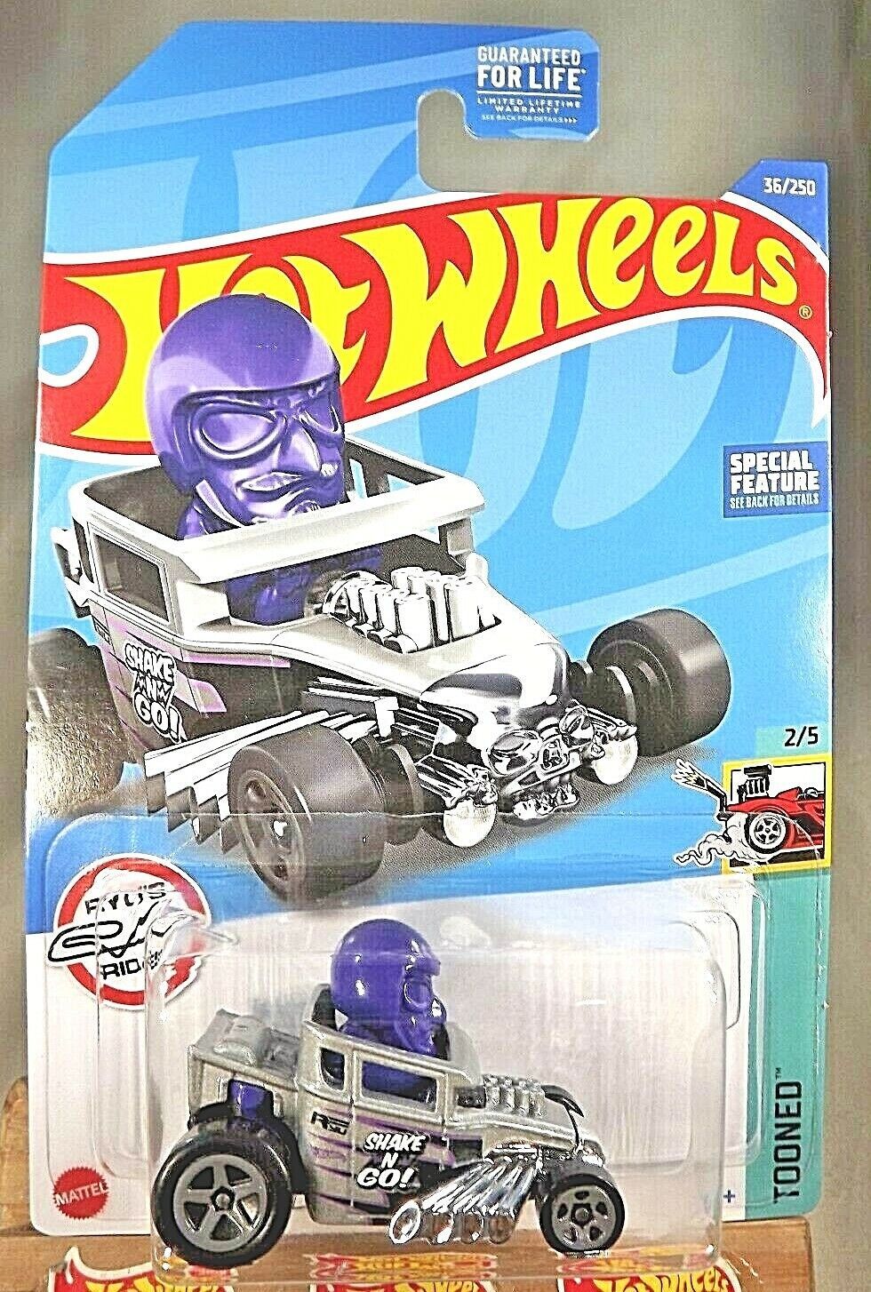 2022 Hot Wheels #36 Tooned 2/5 SKULL SHAKER Gray Purple Driver w/Gray 5 Spokes