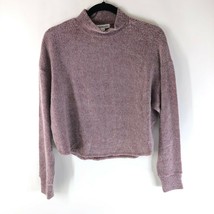 Socialite Womens Sweater Cropped Mock Neck Soft Knit Stretch Oversized Purple XS - £15.37 GBP