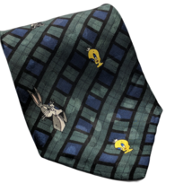 Looney Tunes Mania Bugs Daffy Taz Tweety Sylvester Basket Weave Silk Necktie - £16.35 GBP