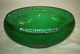 E.O. Brody Green Glass All Ribbed Candy Nut Bowl Planter Smooth Rim USA - £19.53 GBP
