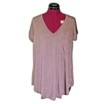 H By Bordeaux Tunic Top Heather Fig Women Size Large  Pocket Curved Hem - $50.30
