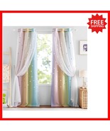 Star Pattern Rainbow Curtains for Kids – Double Layer, Blackout &amp; Sheer,... - $1,147.34 MXN