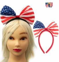 Women American USA Flag Headband Hairband Bow Hair Head Ribbon Hoop 4th ... - £5.22 GBP