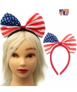 Women American USA Flag Headband Hairband Bow Hair Head Ribbon Hoop 4th ... - £5.20 GBP