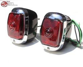 40-53 Chevy First Series Pickup Truck Rear 6V Tail Lamp Lights Right &amp; Left Set - £71.49 GBP